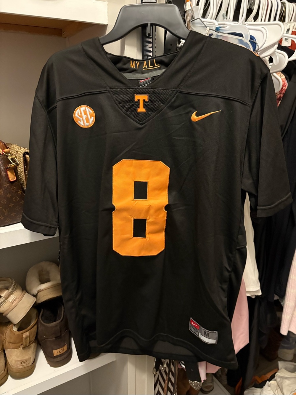 Nike Black and Orange Tennessee Football Jersey #8